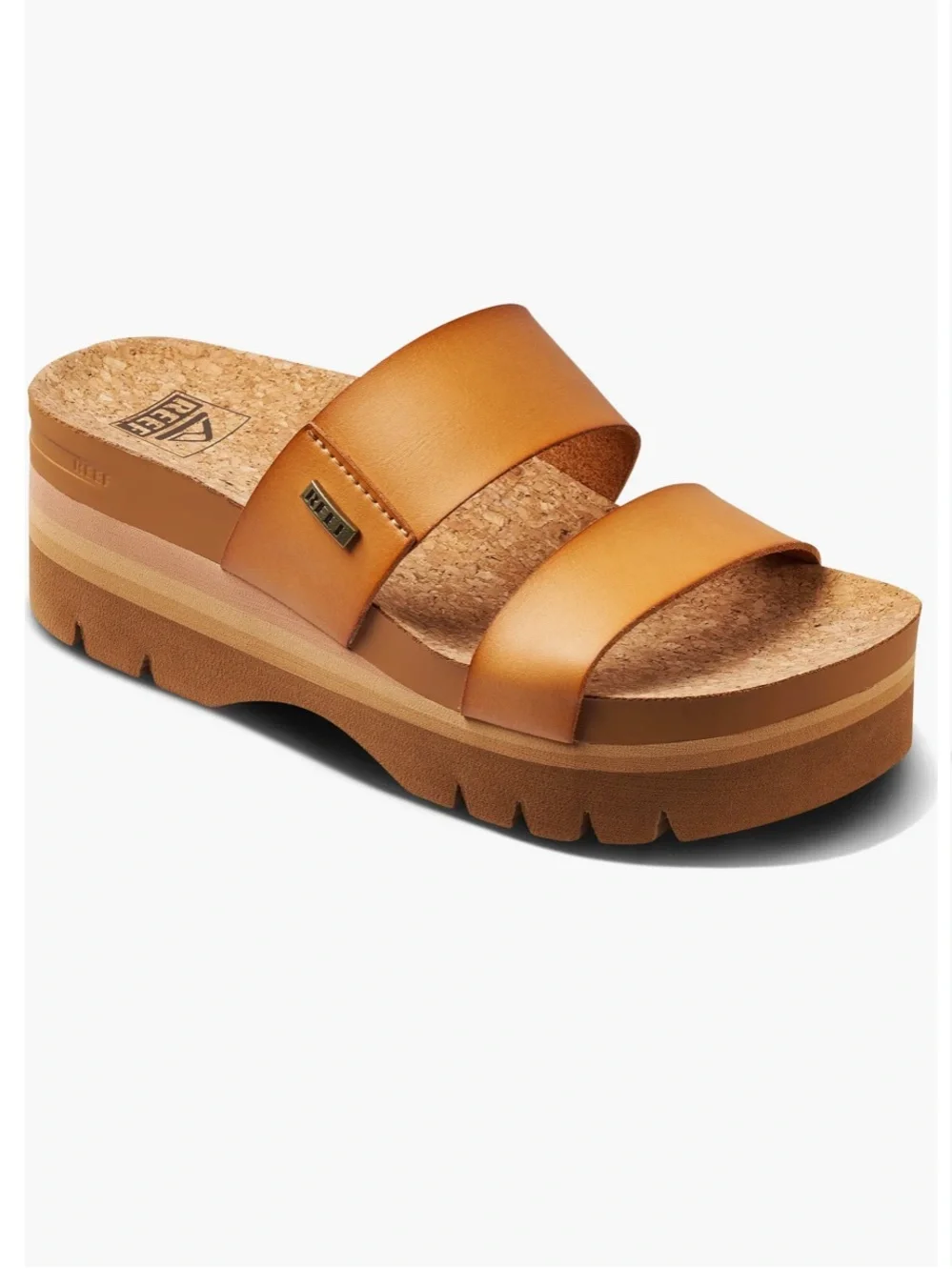 Reef Cushion Vista Higher Platform Slide Sandal Natural Tan 8
